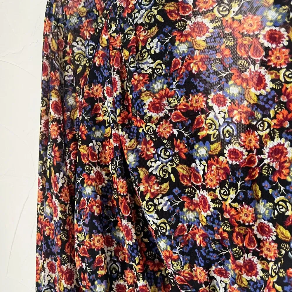 Free People All Dolled Up Top Floral Mesh Boho Fairy Tie‎ Sleeve Cropped y2k XS